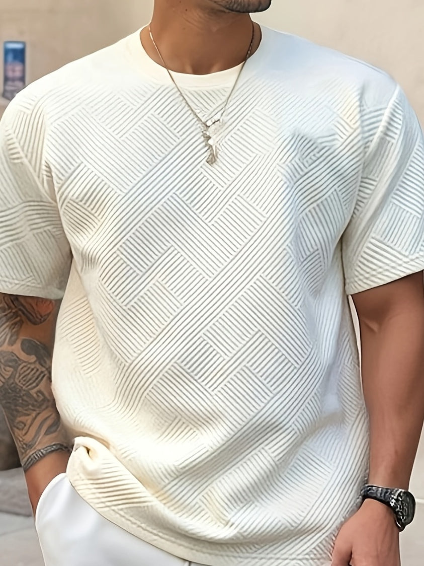 Men's Solid Color Summer Simple Fashion Casual Top, Crew Neck T-Shirt, Suitable for Husband Gift and Father's Day Present