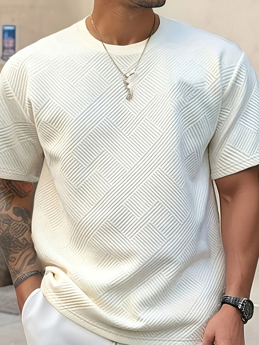 Men's Solid Color Summer Simple Fashion Casual Top, Crew Neck T-Shirt, Suitable for Husband Gift and Father's Day Present