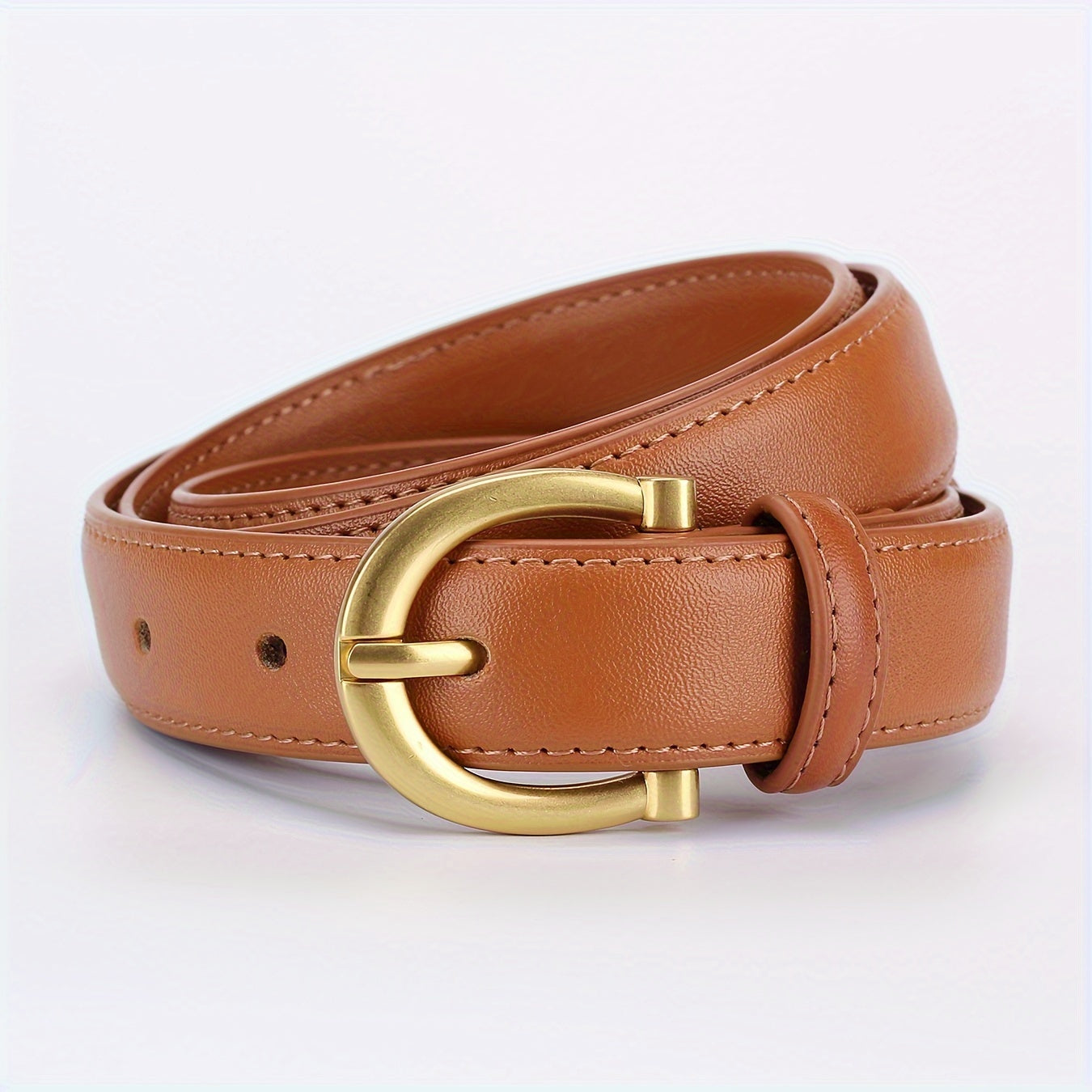 Ceinture à deux couches en cuir véritable pour femmes – Douce, résistante aux fissures, polyvalente pour jeans et robes, livrée dans un coffret cadeau élégant (taille unique : tour de taille 70,1 cm à 93,98 cm)