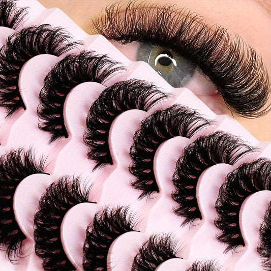 Lot de 7/14 paires de faux cils fins pour un effet naturel, avec des styles œil de chat et des modèles duveteux en faux vison.