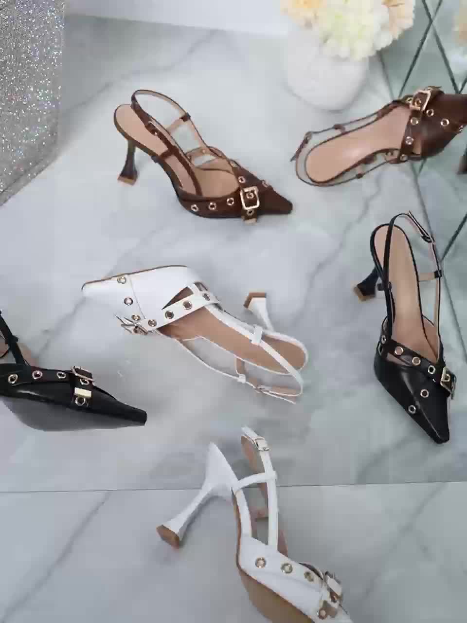 Sandales Femme à Talons – Bout Pointu, Bride à Boucle, Talons Hauts, Chaussures Élégantes pour Banquets et Soirées