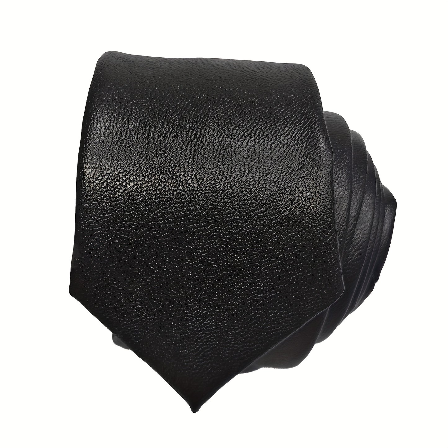 Cravate Homme Slim en Cuir PU – Unie, Style Skinny pour Bureau et Fêtes
