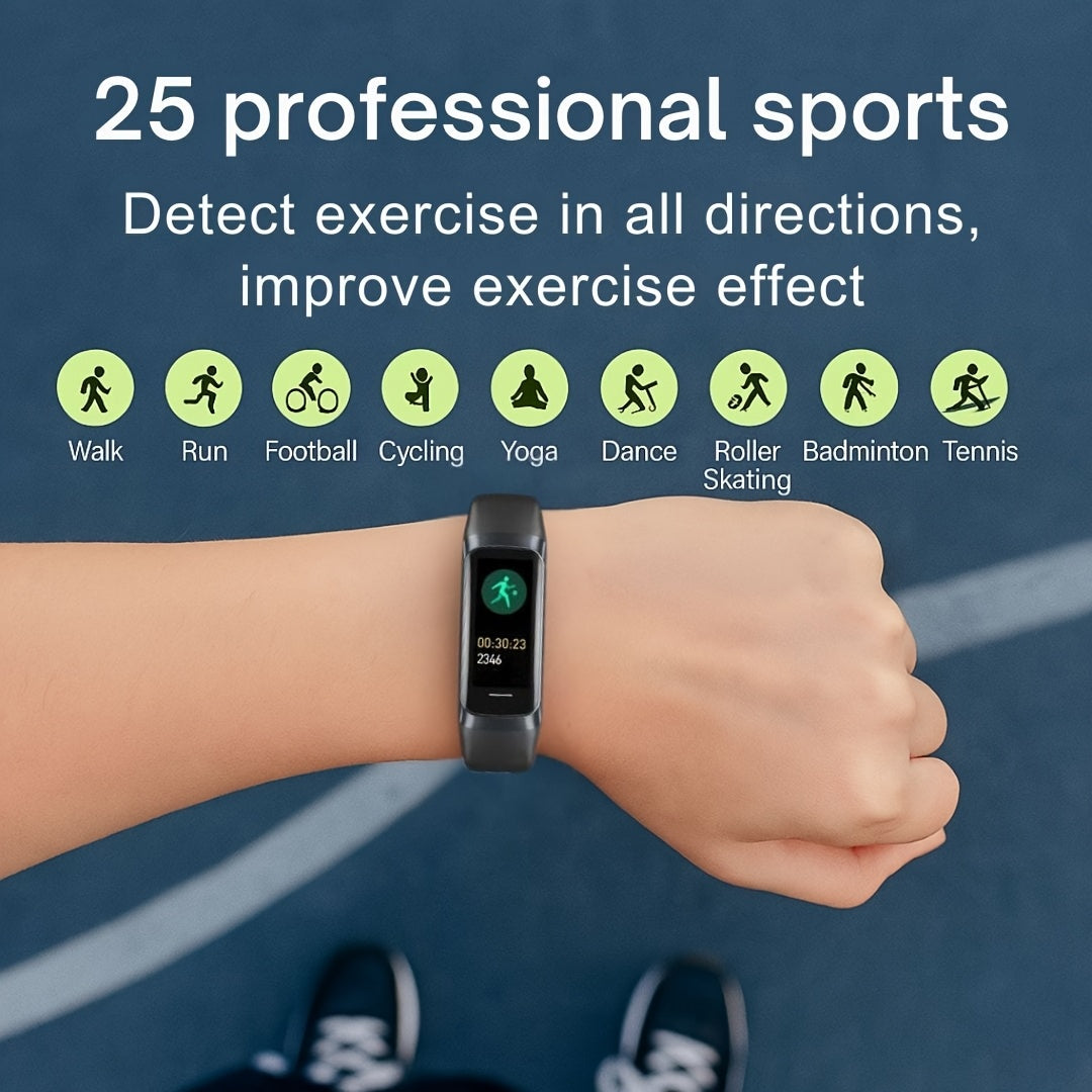 AFFEOKKI Amoled Fitness Smartwatch for Men & Women - Multiple Sports Modes, Pedometer Tracker, Stopwatch, Message Alerts, Calorie Tracker, Daily Activity Logging, for iPhone & Android Phone, Silicone Band, USB Charging, Wirel