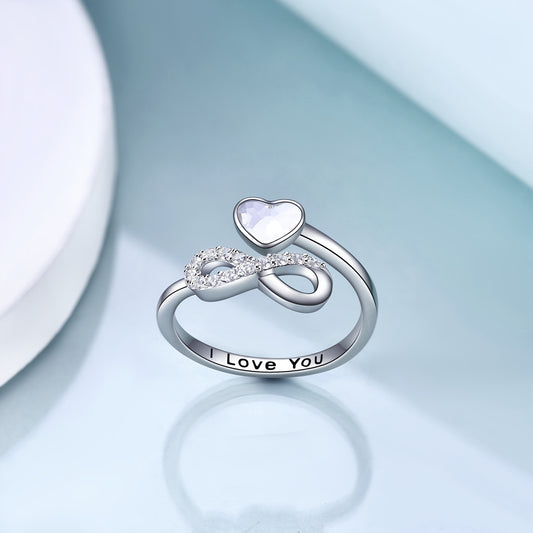 Bague infini pour femme en argent sterling 925, design « I Love You », bague ajustable, cadeau idéal pour filles et maman
