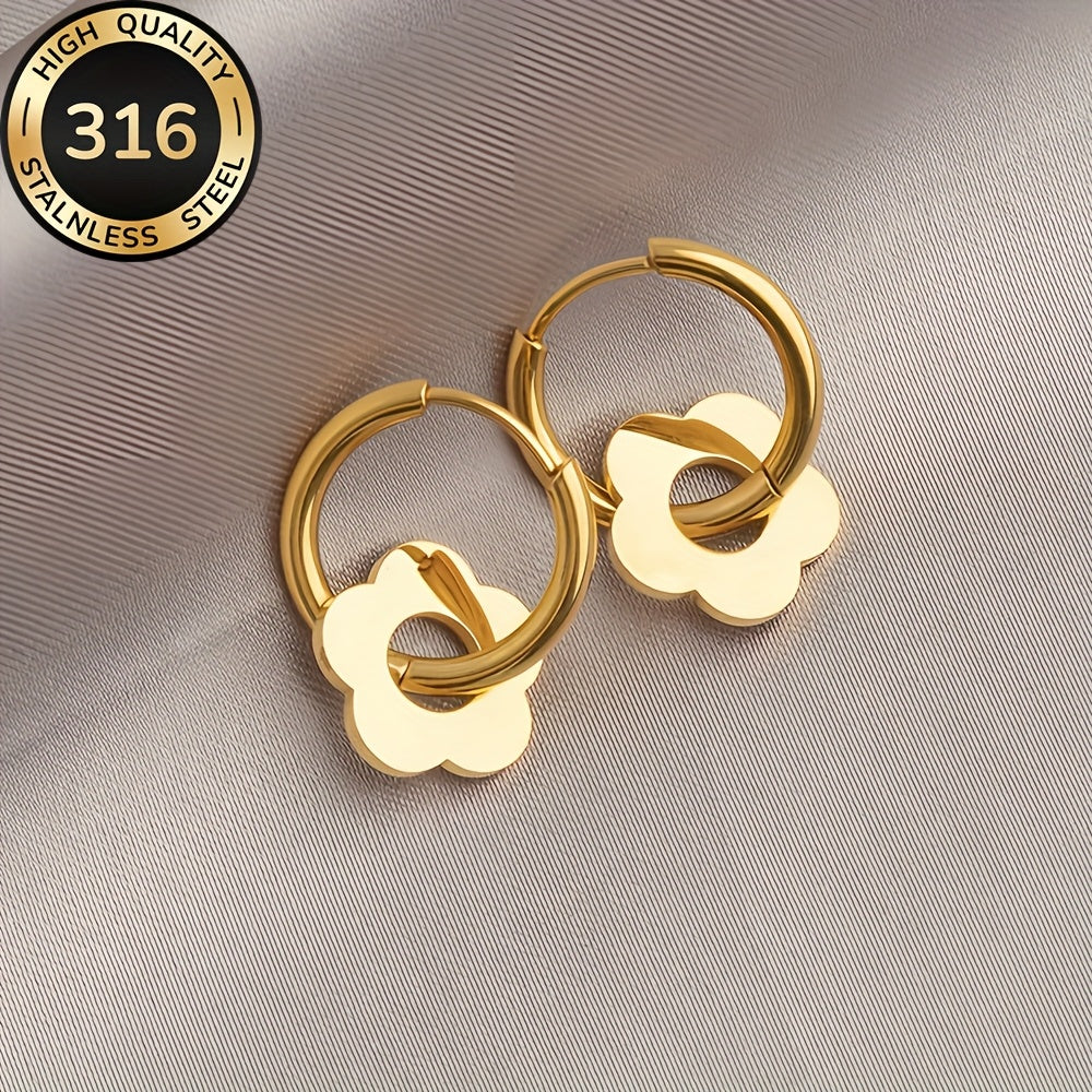 Boucles d’oreilles pendantes pour femme, acier inoxydable plaqué or 18K, hypoallergéniques et anti-décoloration, style coréen minimaliste élégant