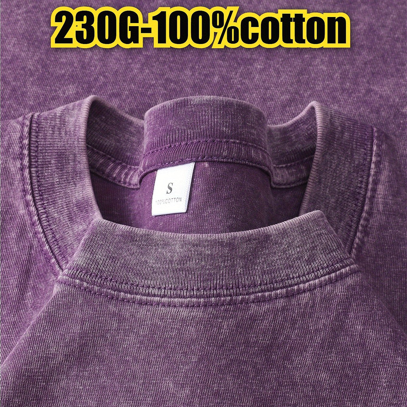 Men'S Vintage Distressed Heavyweight 220gsm T-Shirt - Relaxed Fit Short Sleeve Round Neck Casual Tee with Letter Print, Soft Washed Texture & Raglan Sleeves for Casual Attire, Vintage T Shirts, Leisure Clothing, Retro Style S