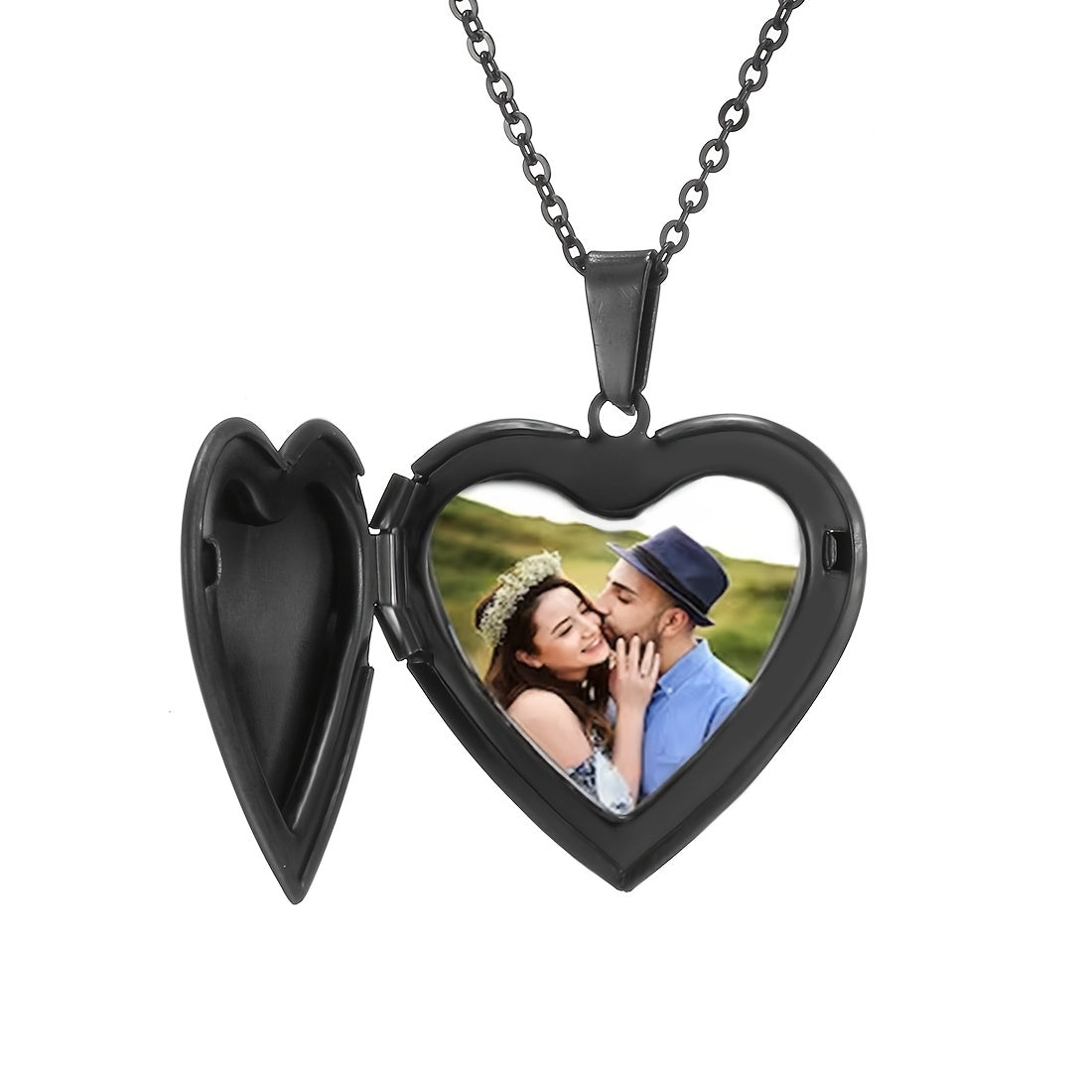 Collier pendentif cœur personnalisé avec photo, bijou en acier inoxydable gravable