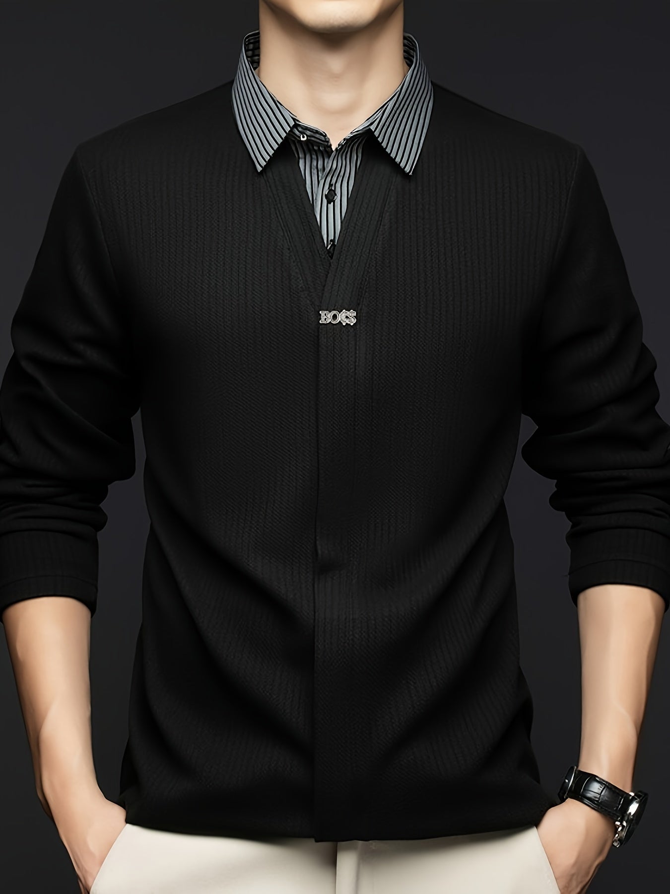 Stylish Two-Piece Lapel Shirt, Breathable Long-Sleeve Golf Top Suitable for Everyday Casual Wear in Spring And Autumn.