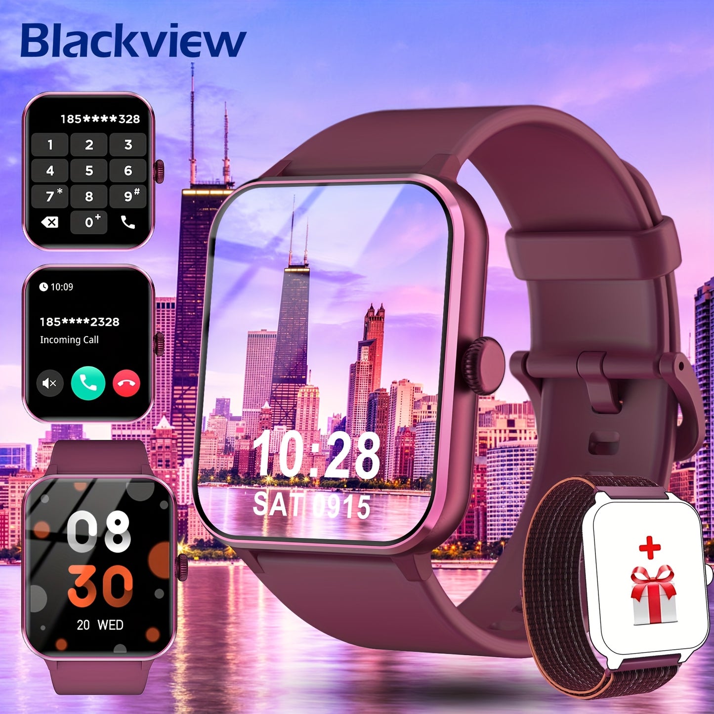 Blackview Smartwatch, Compatible With Android And For IPhone, Fitness Tracker, Fitness Watch With Activity Monitoring 1.85-Inch Touchscreen Smartwatch, With Pedometer, Calorie Meter And Stopwatch, BT 5.3 Call, Multi-Sport Mod