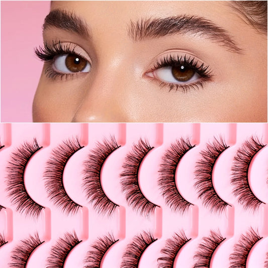 10 paires de faux cils luxueux et duveteux, effet œil de chat 5D, cils en fibre imitation vison, application facile, maquillage envoûtant, faits main, réutilisables, pour un usage quotidien et de soirée