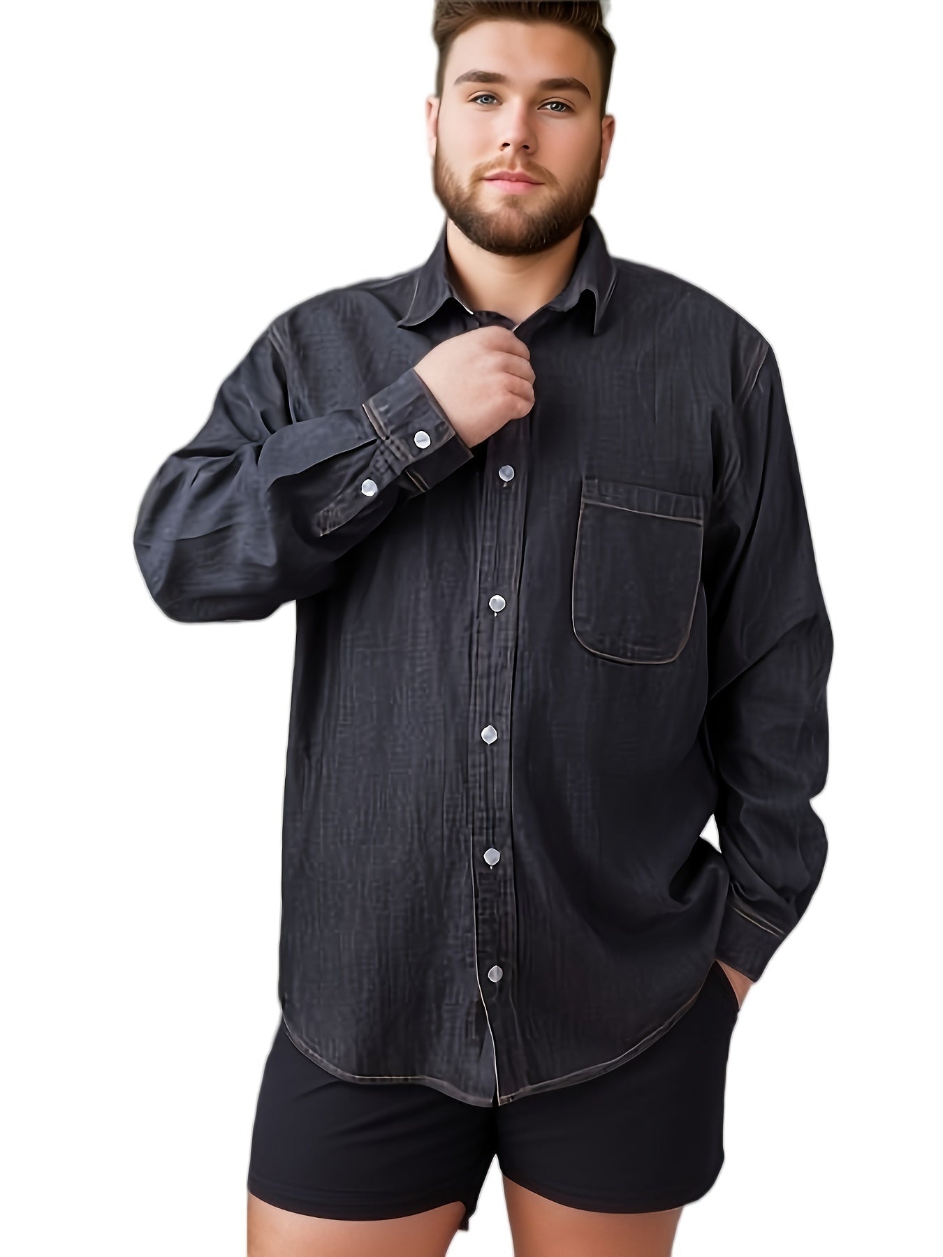 Plus Size Casual Denim Tencel Shirt
