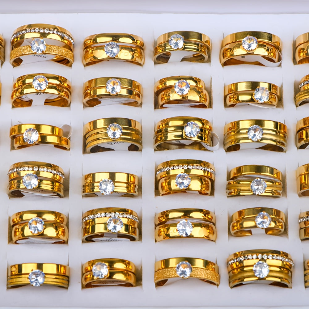 20 Pieces Classic Fashion Romantic, Eternal Love Synthetic Synthetic Zirconia Stainless Steel Rings, Women's and Men's Couple Wedding Ring Sets Jewelry, Proposal EngaSynthetic Gemstoneent Anniversary Valentine'