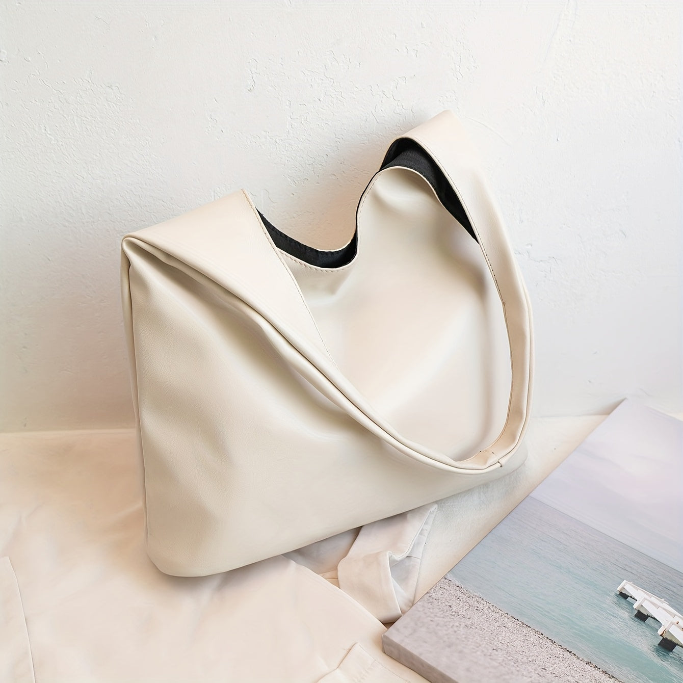 Sac Femme – Sac Hobo Tendance Couleur Unie, Sac à Main Décontracté