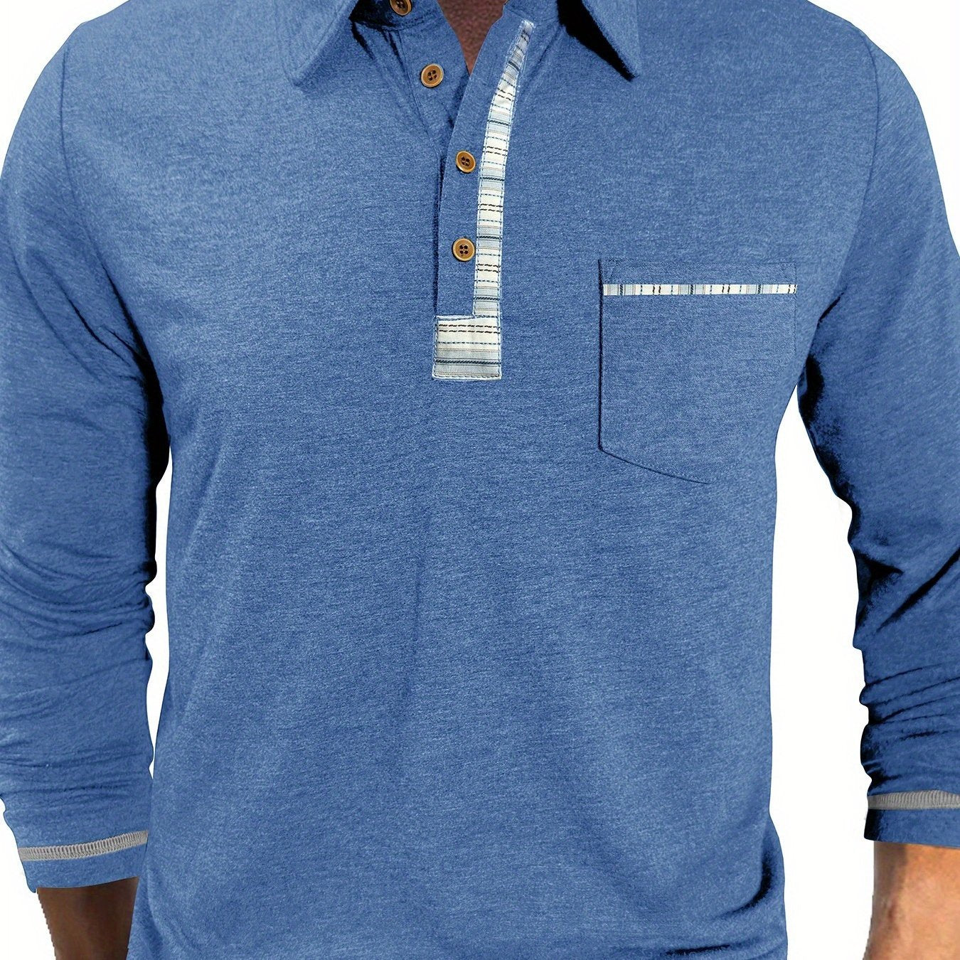 Plus Size Men's Retro Casual Shirt - Long Sleeve Button-Up with Color Block Detailing, Machine Washable Spring/Fall Top for Casual Attire, PLUS SIZE