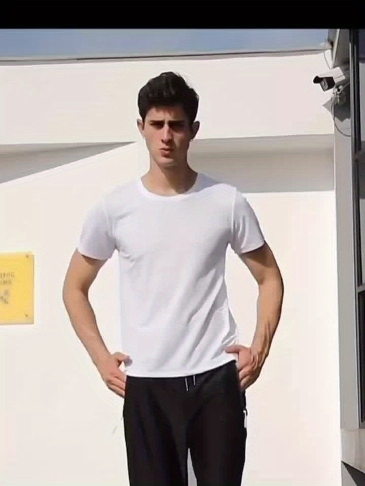 4 White And 4 Black, 8pcs Set of Ultra-Light Men'S Round-Neck T-Shirts - Quick-Drying, Breathable, Moisture-Wicking Shirts Suitable for Workouts, Gyms, And Running, Lightweight And Comfortable, Perfect for Sports Training wit