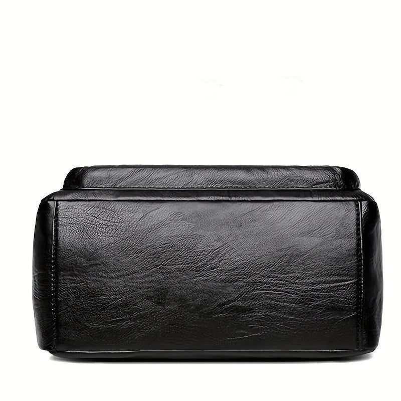 Sac Bandoulière Rétro Carré – Sangle Ajustable, Multiples Poches, Fermeture Éclair, Doublure Polyester Durable, Sac Décontracté pour Déplacements Quotidiens et Voyages, Noir, Pour Adolescent