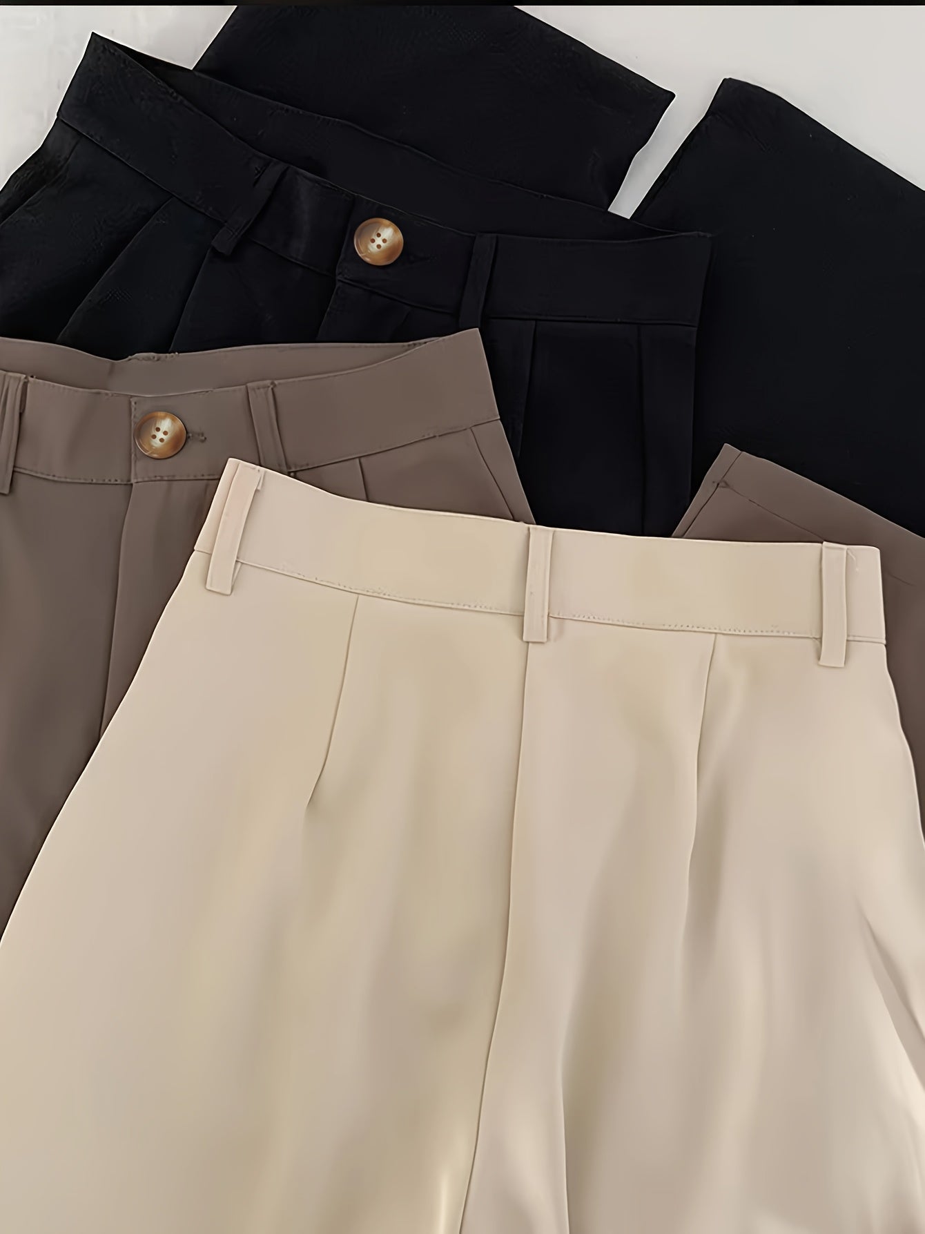 Lot de 3 Pantalons Femme Élégants Droits – Style Bureau avec Boutons