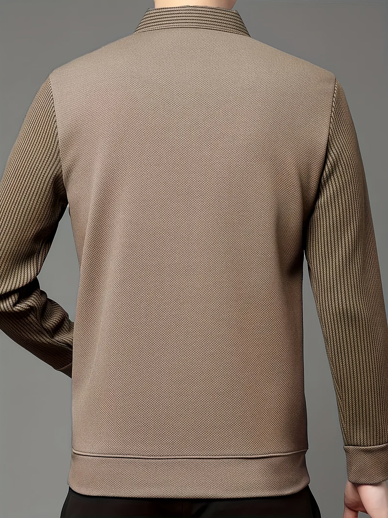 Men'S Two-in-One Long Sleeve T-Shirt - Navy & Striped Patchwork Collar Shirt, Button-Up Front, Breathable Fabric, Regular Fit for Business & Casual Wear, Versatile Clothing | Classic Collar Shirt | Stylish Contrast Design