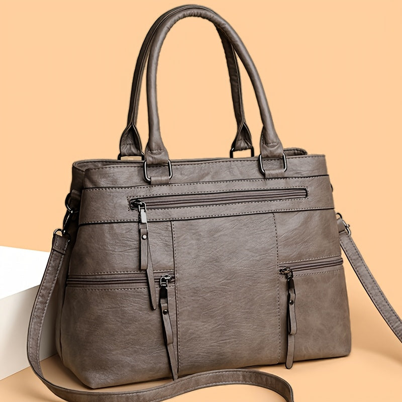 Sac Cabas Femme Vintage Grande Capacité Avec Bandoulière Amovible et Multiples Compartiments