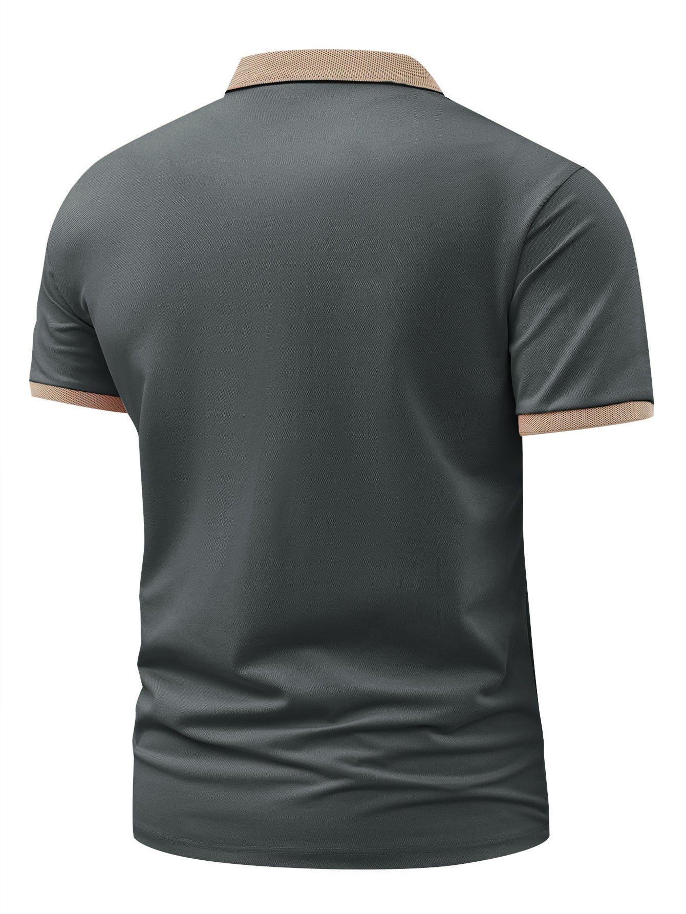 Men'S Short Sleeve Polo Shirt with Color Block Collar, Quick-Dry Casual Golf Shirt, Classic Fit Business Work Polyester T-Shirt