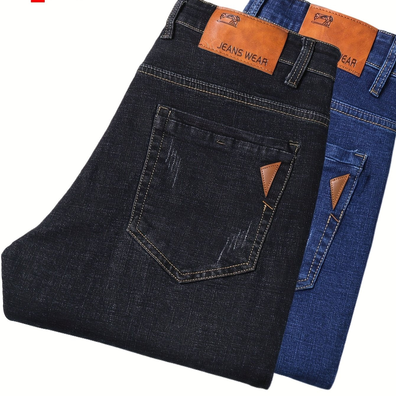 2pcs/1pc Pantalons Homme Slim Fit – Faux Denim, Stretch, Jambe Droite, Business Casual, Tout Saison