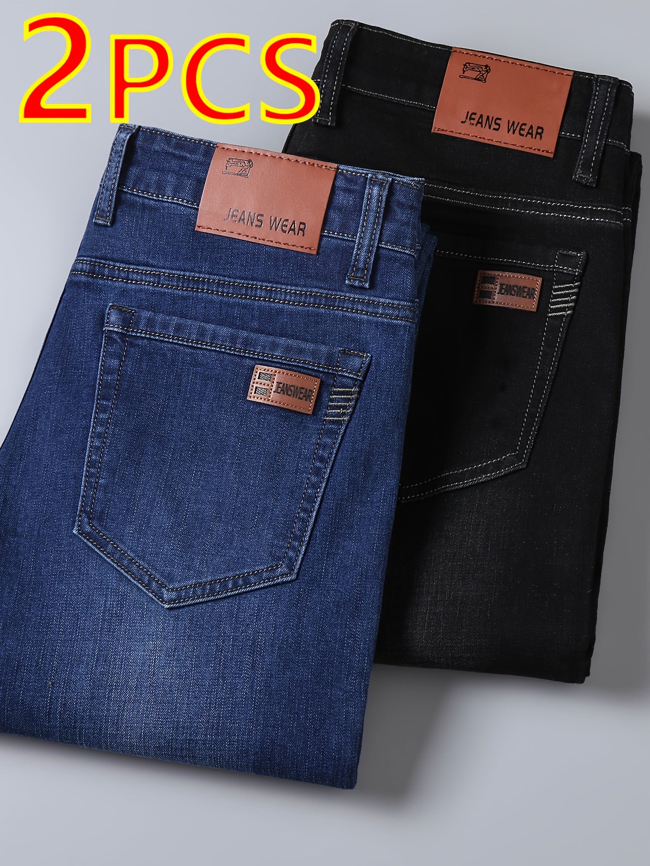 Jeans slim extensibles pour homme (2 pièces) – style tendance et polyvalent, toutes saisons, idéal business casual