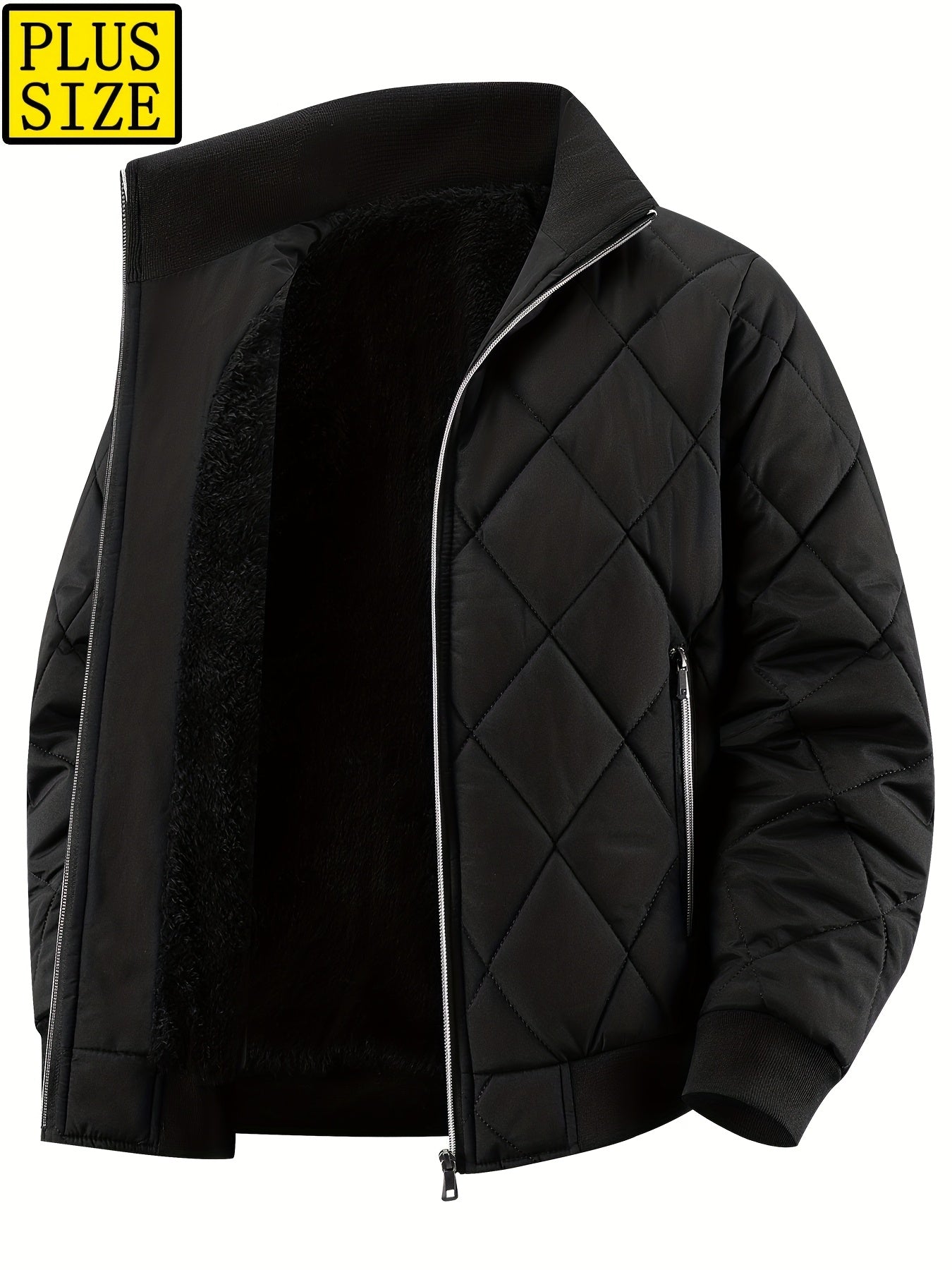 Manteau Hiver Homme Oversize 2XL-9XL – Veste Épaisse Zippée, Col Montant, Grandes Poches, Casual & Grand Taille