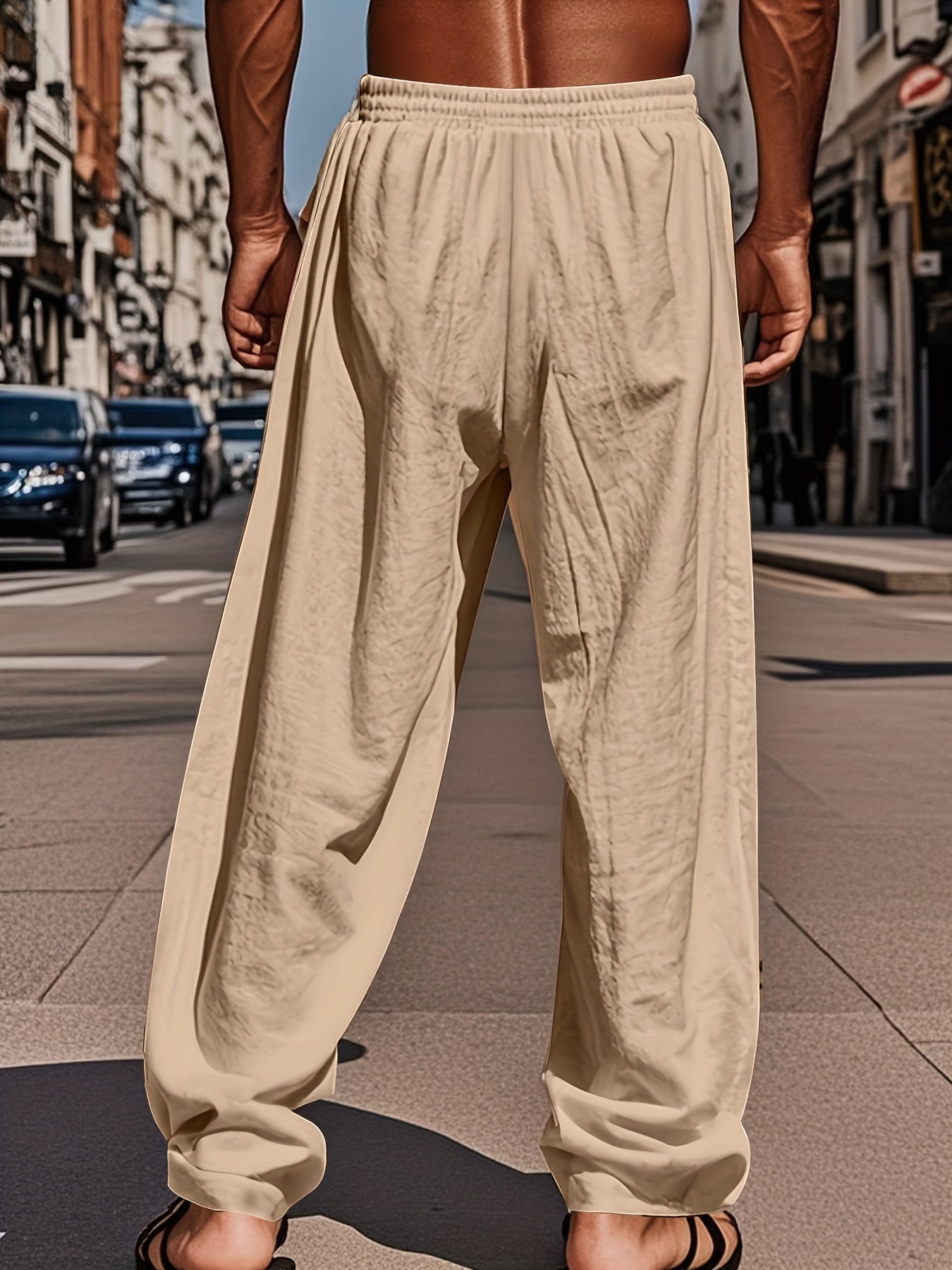 Pantalon beige pour homme – respirant toutes saisons, formel et décontracté, style minimaliste pour bureau, sorties et soirées, coupe décontractée, matière douce, polyvalent et élégant