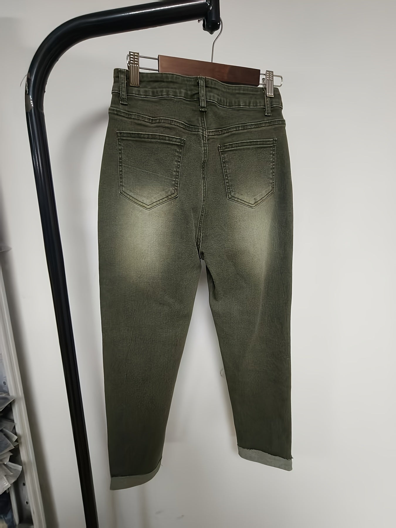 Jeans Femme Skinny Extensible Taille Mi-Haute Tissu Non Transparent Lavable Coupe Slim Élégant Polyvalent