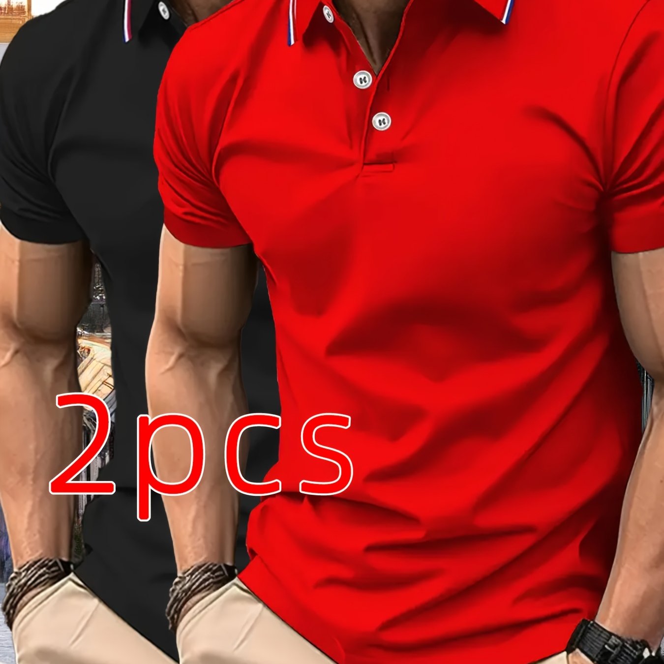 2pcs Men's Summer Shirts, Button- Front Design, Simple Comfortable Casual Turn- Collar Short Sleeve