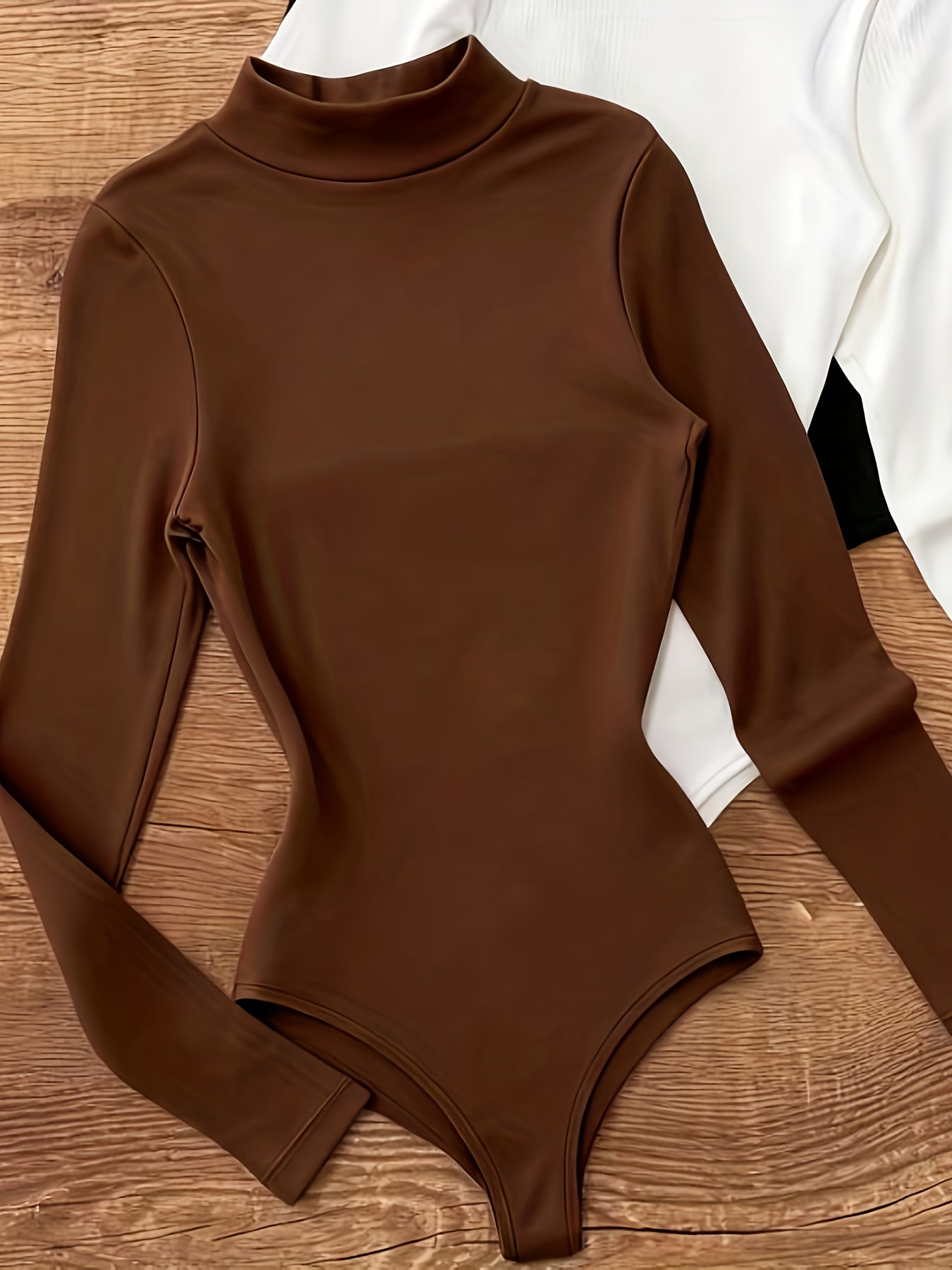 Ensemble 3 pièces de Body Femme à Col Montant Élégant - Sous-vêtement Semi-Transparent et Extérieur, Tenue Gainante Chaude pour l’Hiver, Lavable en Machine, Idéal pour l’Automne/Hiver