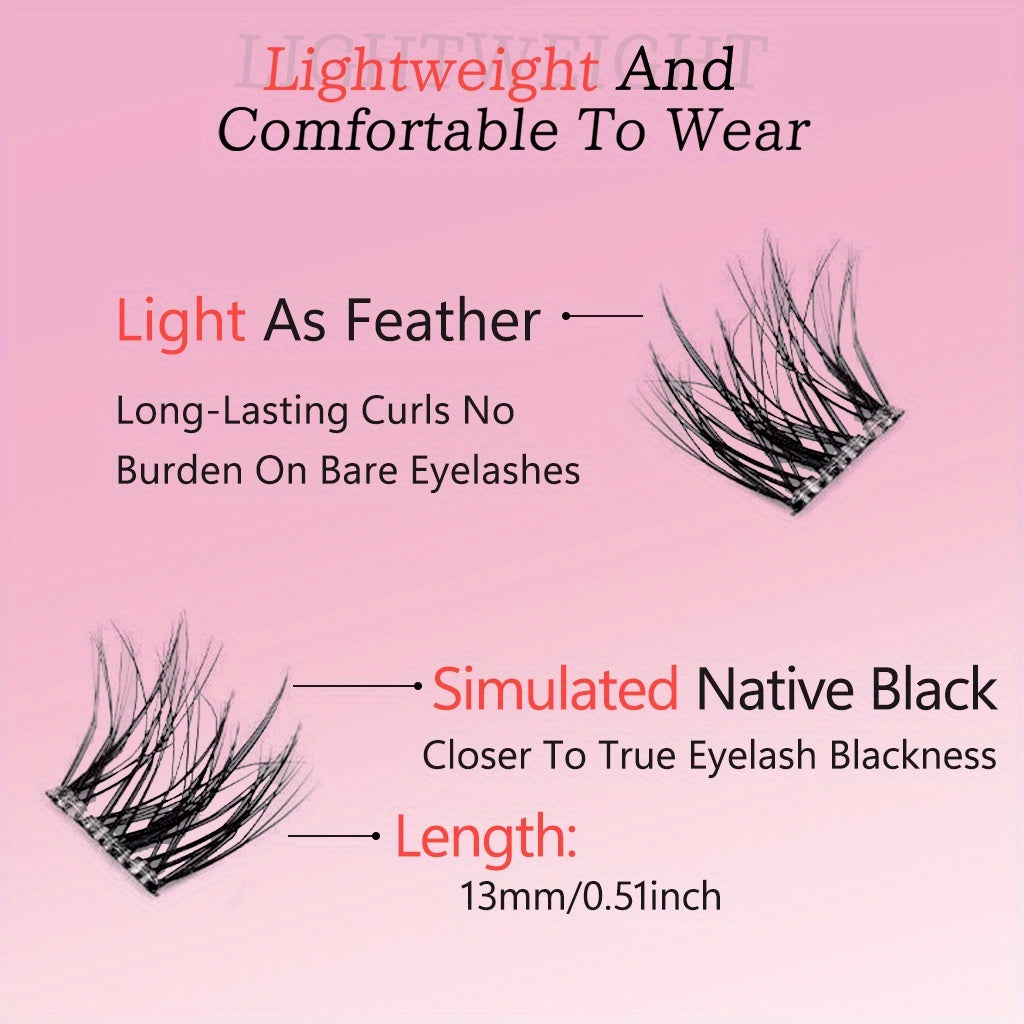 100 pcs Paquets de Cils Auto-Adhésifs 3D Fluffy — Sans Colle, Longueurs 11-13 mm, Texture Désordonnée, Application Rapide, Réutilisables et de Haute Qualité, Idéal Débutants, Fêtes, Look Quotidien Glam, Facile à Appliquer, Extensions de Cils DIY