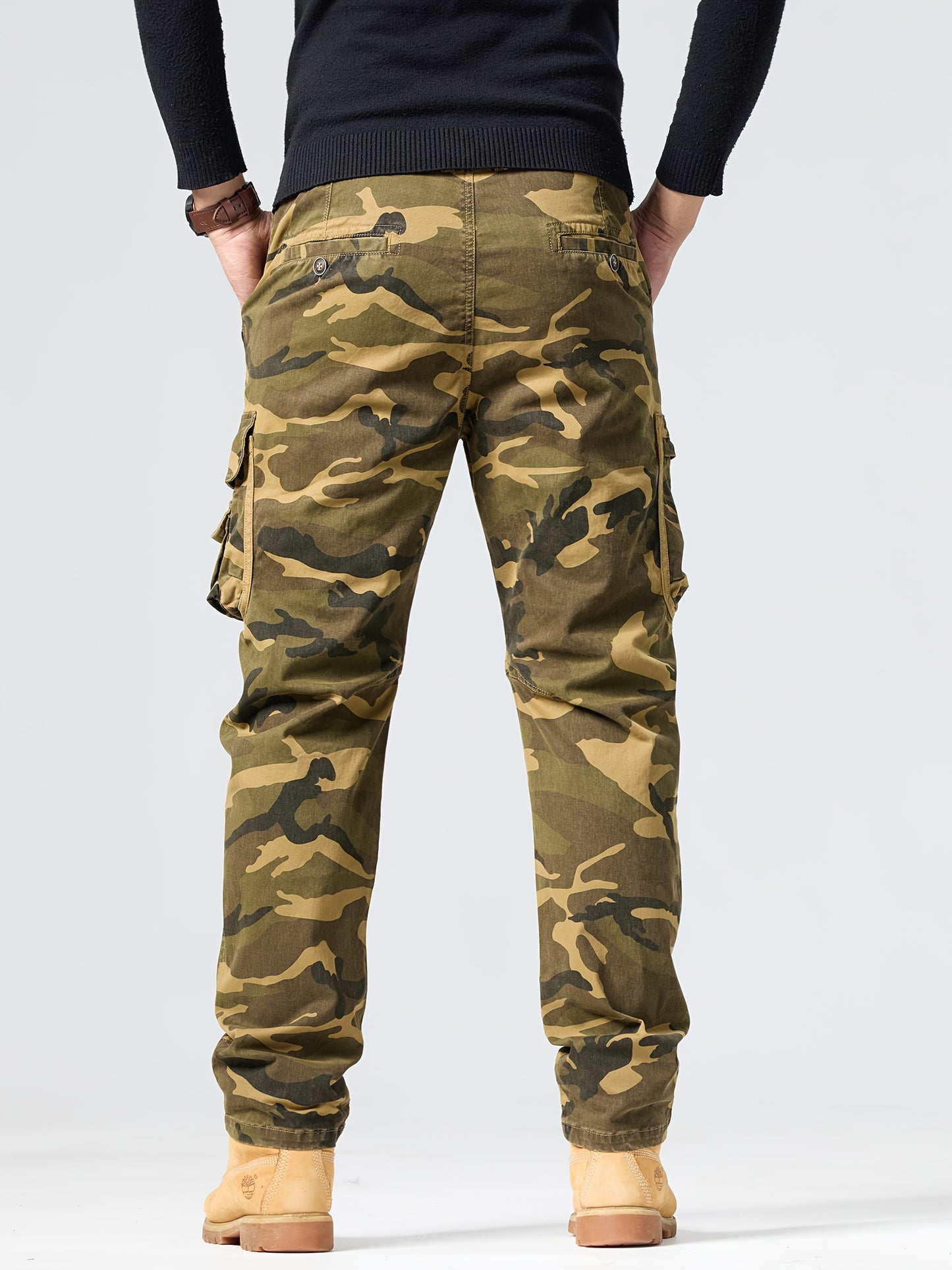 Pantalon Cargo Homme Camouflage – Coupe Droite, Multi-Poches, Style Streetwear Outdoor Automne/Hiver
