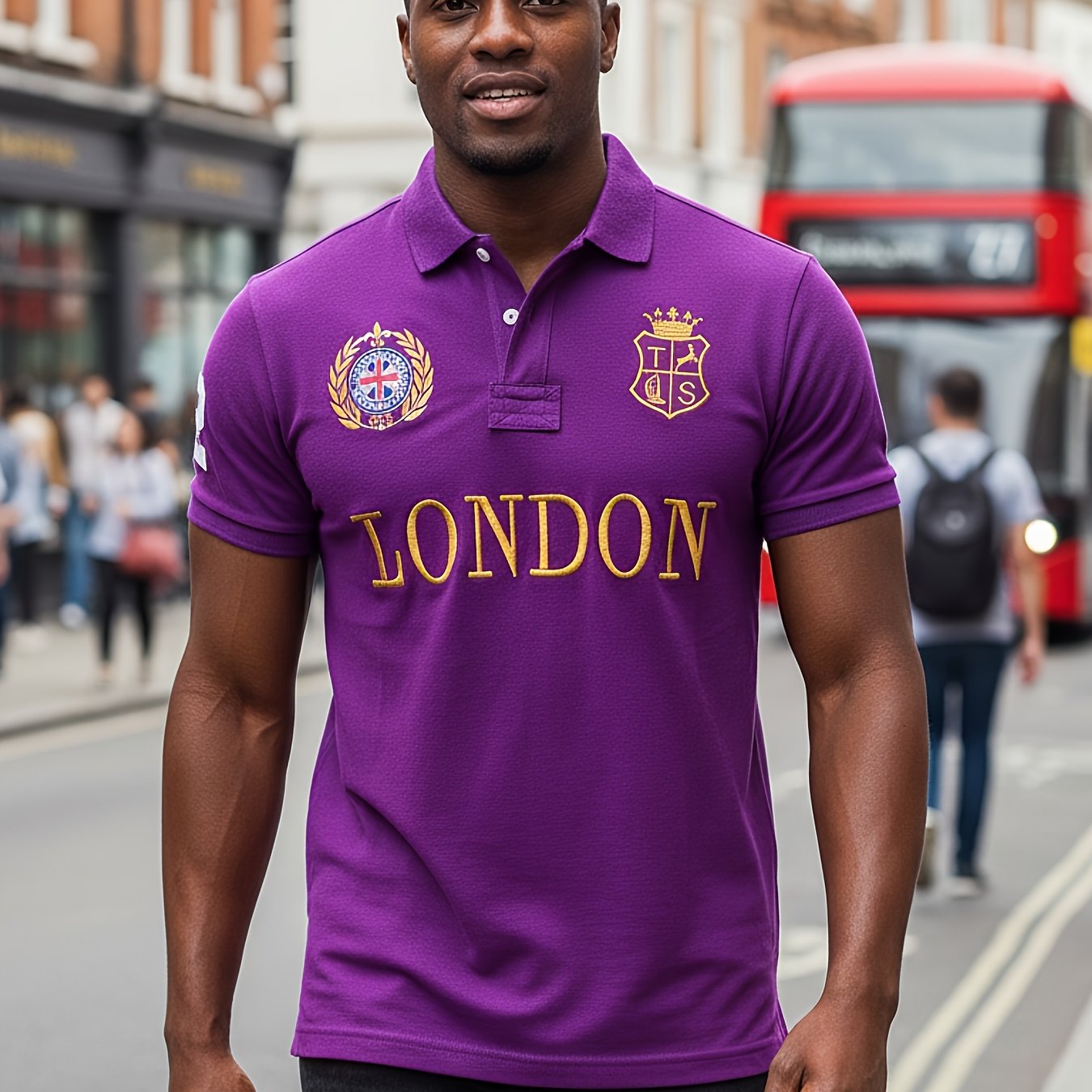 Men'S British London Royal Sport Casual Polo Shirt |, Breathable, Slim Fit, Embroidered, Half Placket, Short Sleeve, All-season.