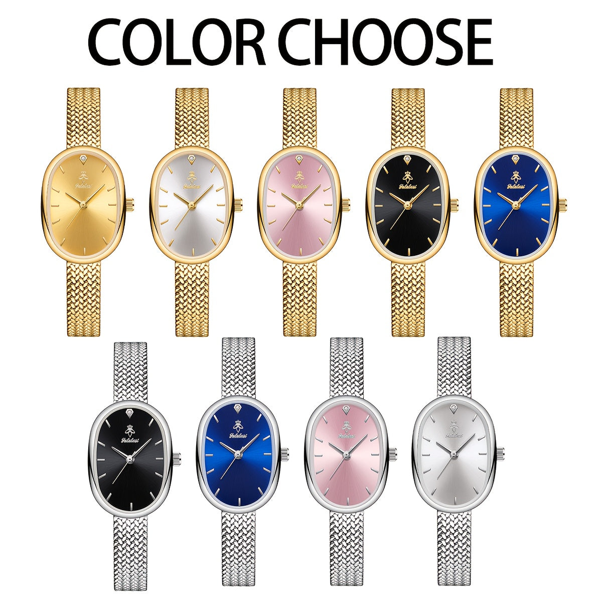 Montre Femme Élégante –Cadran Ovale Classique, Bracelet à Motif Feuille, Livrée avec Coffret Cadeau, Accessoire Stylé Indispensable pour Femme, Idéal Cadeau Saint-Valentin