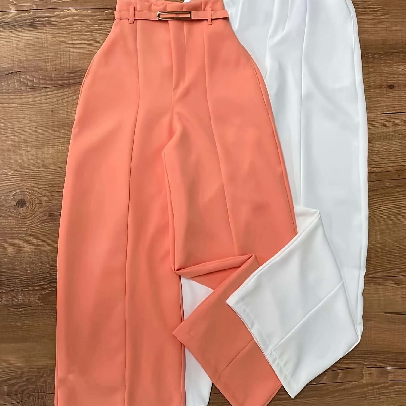 Ensemble Deux-Pièces Femme Élégant – Pantalon Jambe Large avec Ceinture