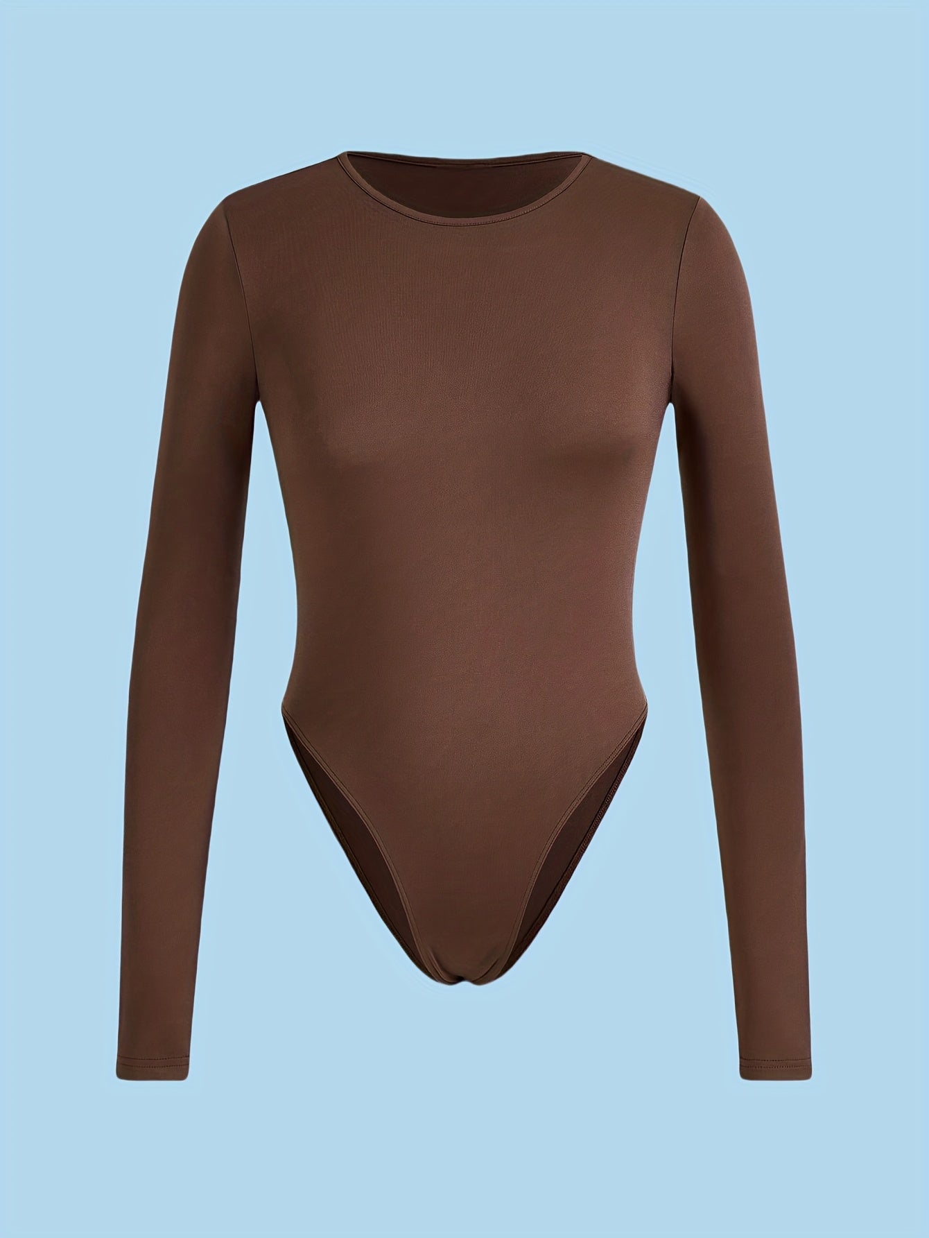 Lot de 3 hauts femme à manches longues, coupe slim et col rond, tissu extensible haute élasticité, couleur unie, lavables en machine, parfaits pour toutes saisons, style polyvalent et confortable