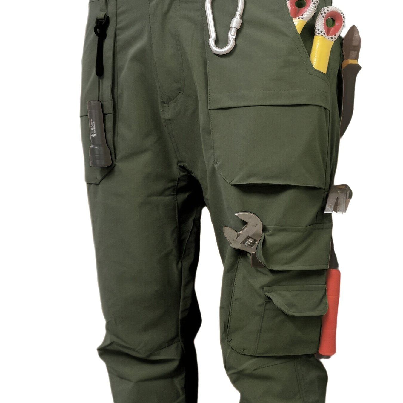 Pantalon cargo robuste grande taille pour homme – multi-poches avec système MOLLE, passants de ceinture et poches zippées, coupe droite, idéal outdoor, randonnée, chasse et camping