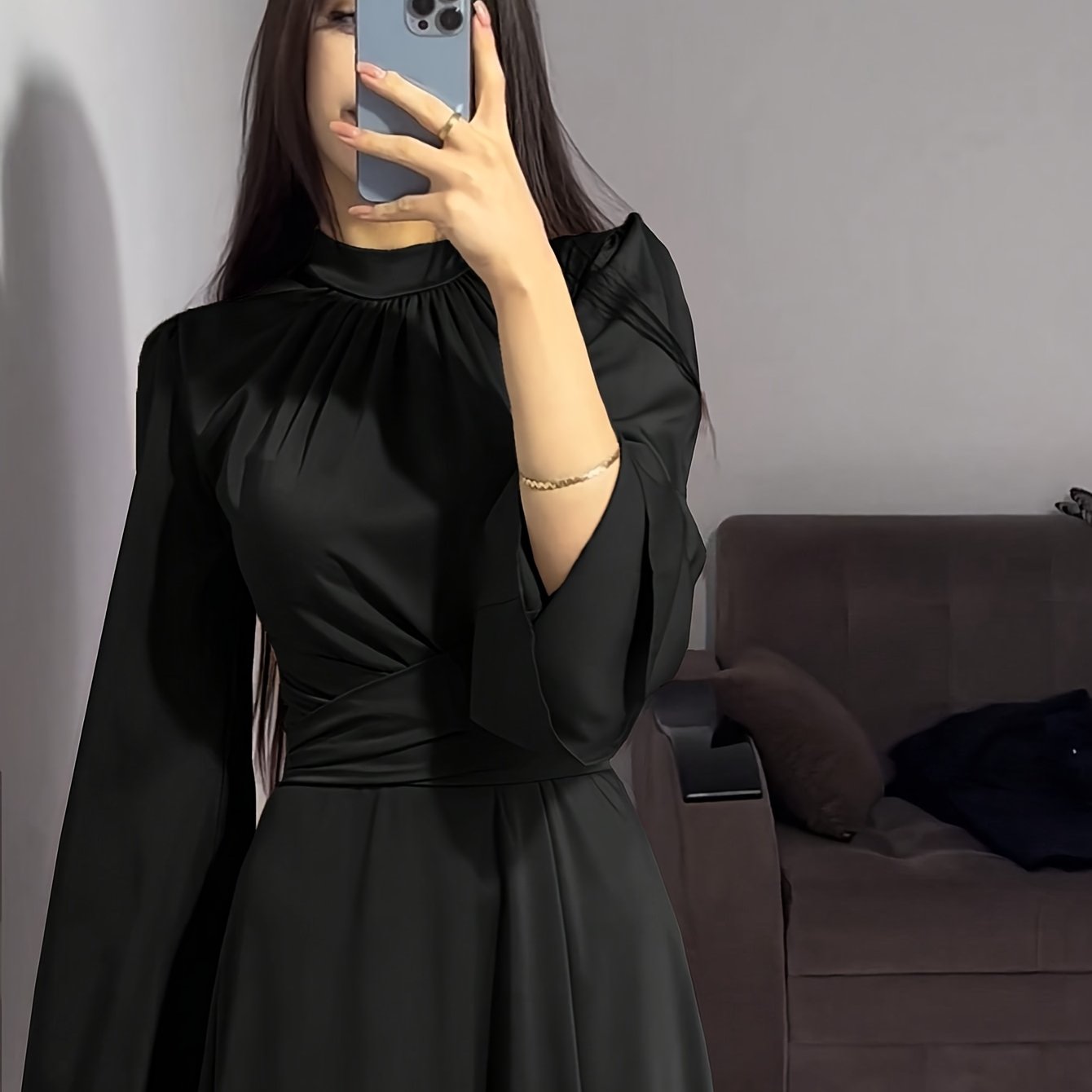 Elegant Arab Dress | Solid Color, Suitable for Spring/Summer/Fall Seasons