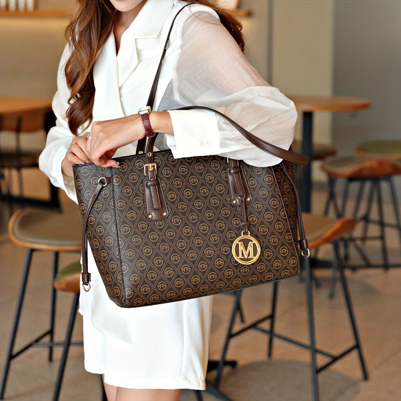 Sac Femme Nouveau – Sac à Main Élégant, Grande Capacité, Style Simple et à la Mode, Sac Rétro à Motif, Sac pour Lunettes de Lecture, Sac Cabas Grande Taille