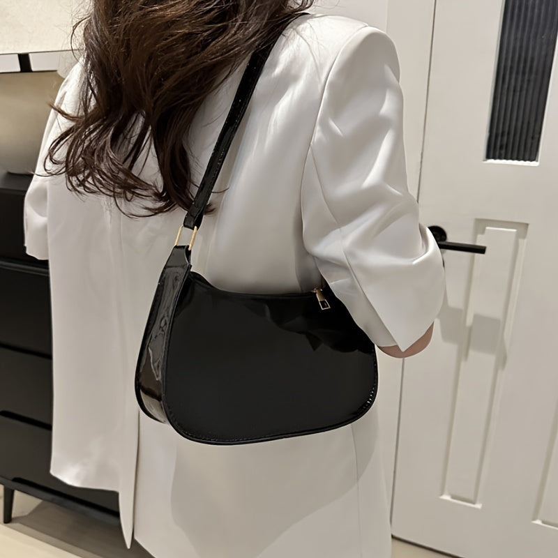 Sac à épaule vintage style femme – rouge uni, fermeture éclair, léger avec bandoulière fixe, sac à main décontracté pour un usage quotidien | sac vintage | sac à fermeture éclair