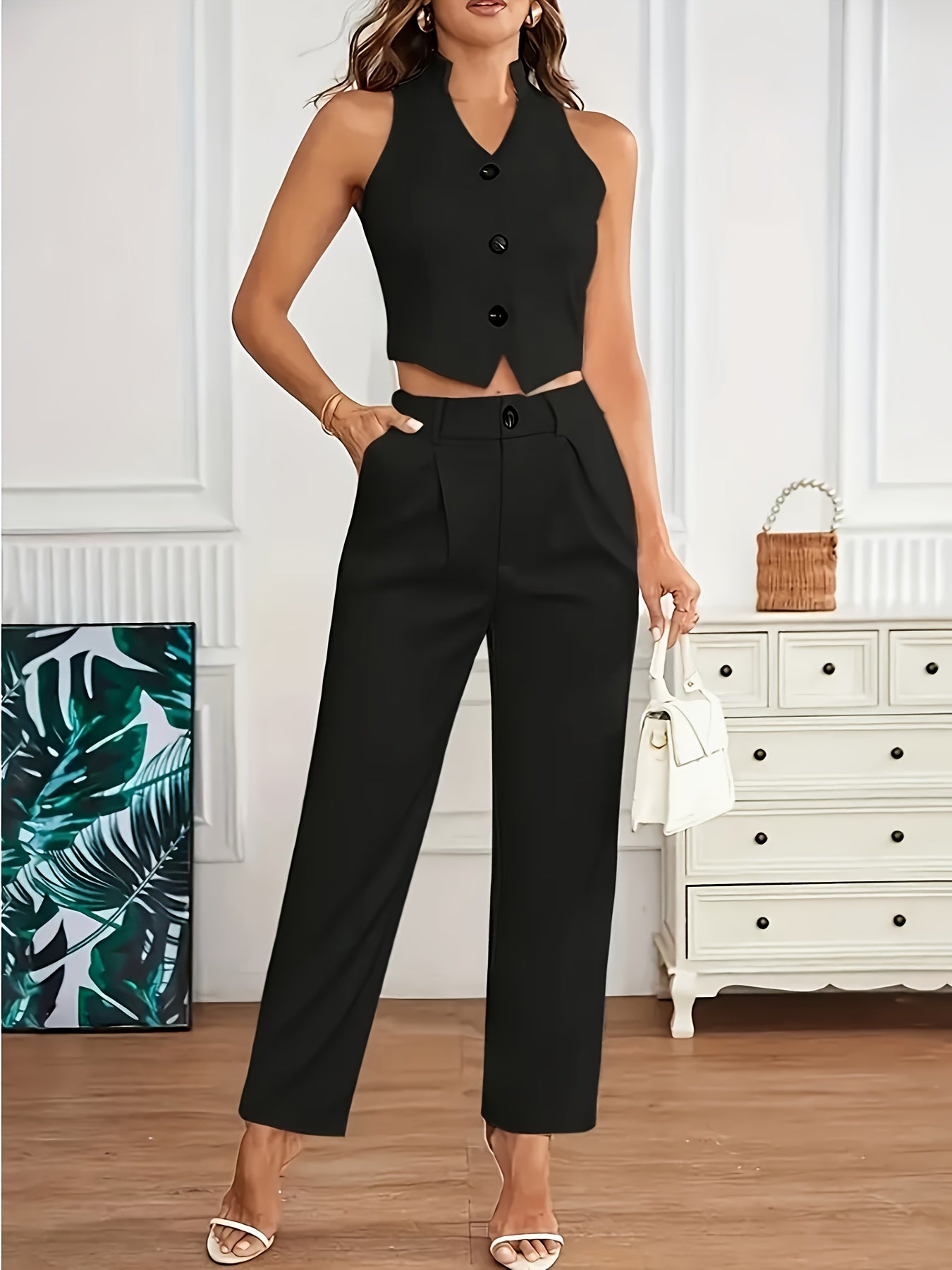 Ensemble gilet et pantalon long élégant et stylé