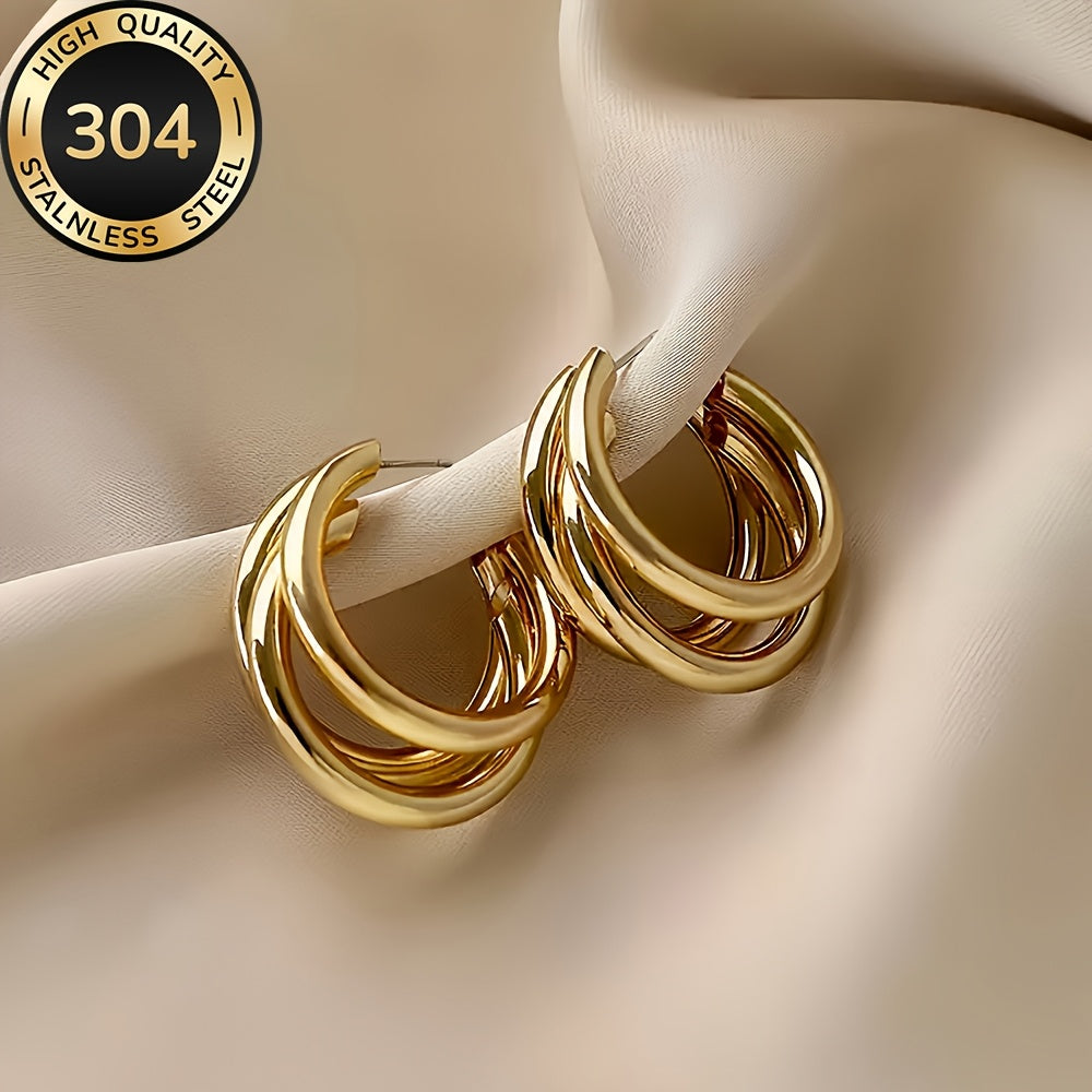 Boucles d’Oreilles Créoles Femme – Acier Inoxydable Hypoallergénique, Plaqué Or 18K, Anti-Décoloration, Confortables et Polyvalentes, Élégantes et Simples, Bijoux de Qualité pour Quotidien ou Soirées