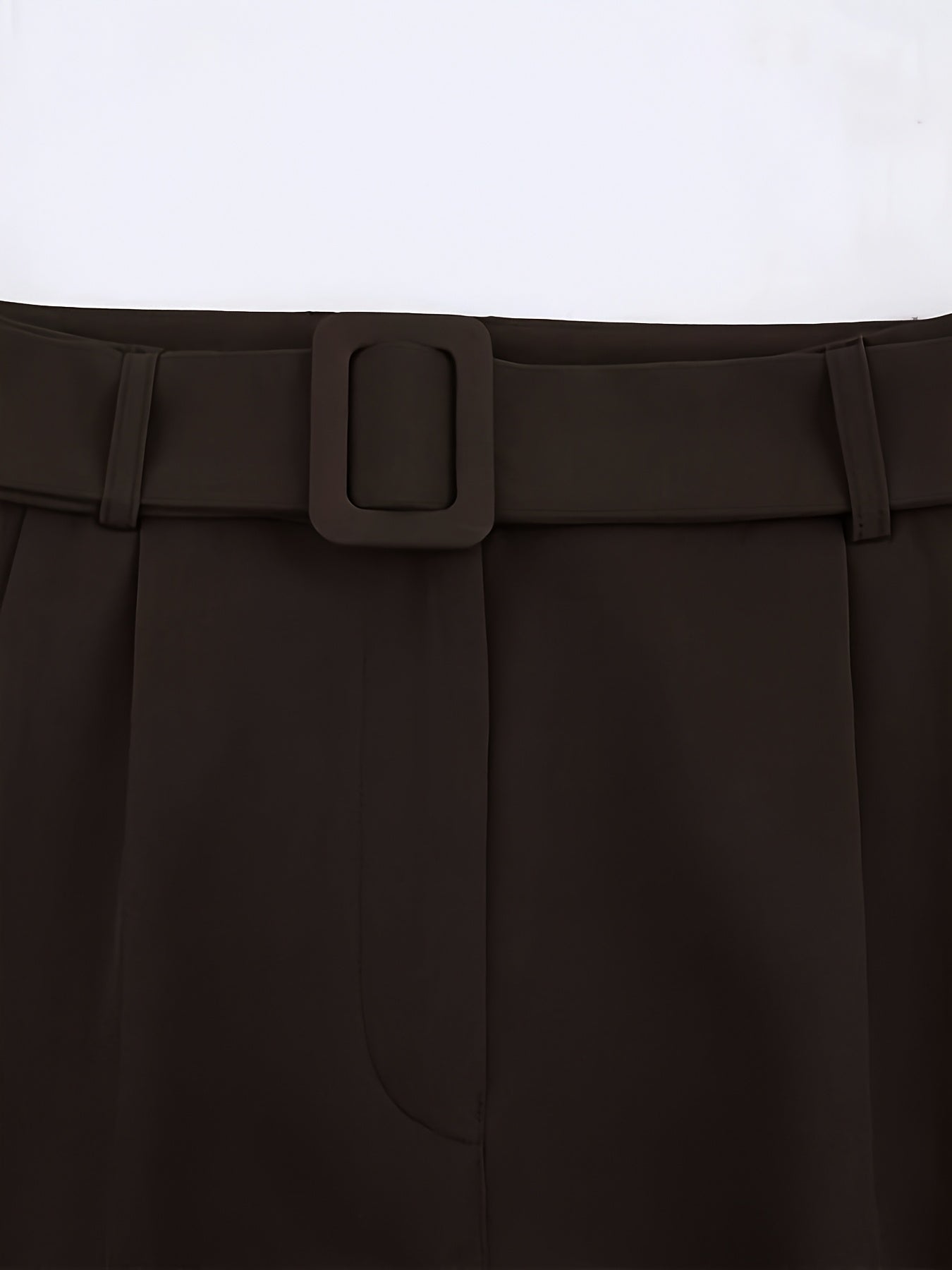 Pantalon Femme Élégant Jambe Droite – Polyester, Ceinturé, Couleur Unie, Confortable, Bureau et Décontracté, Printemps/Automne