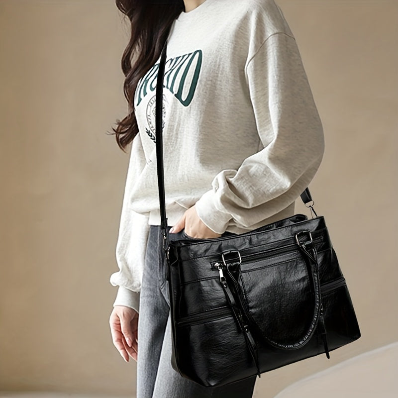 Sac Cabas Femme Vintage Grande Capacité Avec Bandoulière Amovible et Multiples Compartiments