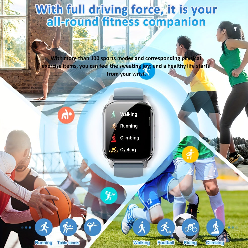 Smart Watch (Make/Answer Call), 4.7cm BT Calling Smartwatch for Women Men, Fitness Tracker Watch for iPhone And Andriod Phones with Lock Screen/ Stopwatch/ Alarm Clock/100+ Sport Modes/ Weather display/DIY Wallpaper, Good Gif