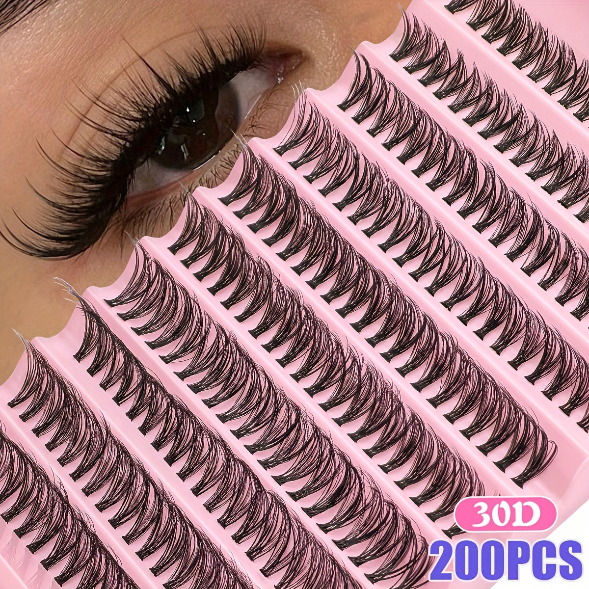160/200 faux cils en touffes 30D 40D 80D - Cils individuels légers et vaporeux pour un regard naturel, courbure D, longueurs 6-12 mm/13-15 mm/8-16 mm, extensions de cils réutilisables à faire soi-même, idéales pour les débutantes