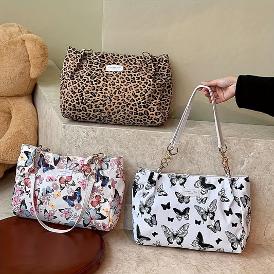 Sac Cabas Chic en Toile à Motif Floral avec Bandoulière Amovible – Spacieux et Stylé, Sac à Épaule pour Femmes, Fermeture Éclair, Motif Animal, Toile Durable | Sac Quotidien Élégant | Fermeture Éclair Sécurisée
