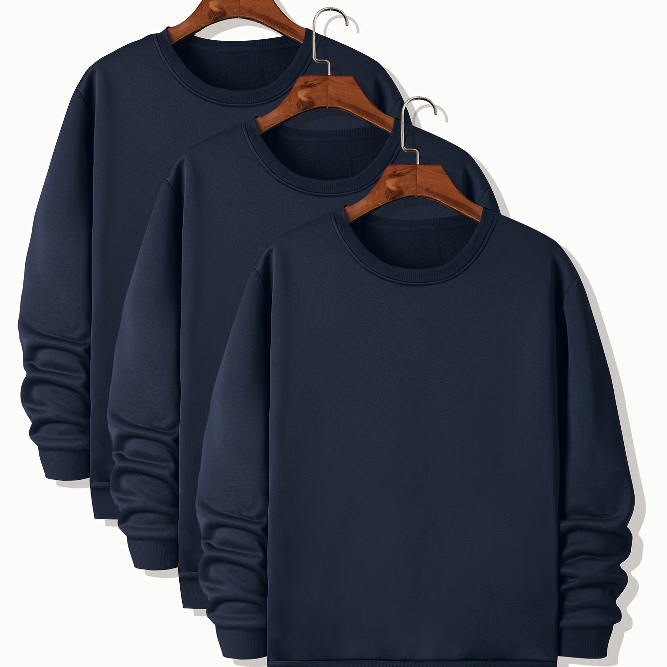 3pcs Sweatshirts Homme Grande Taille – Col Rond, Manches Longues, Printemps/Automne/Hiver