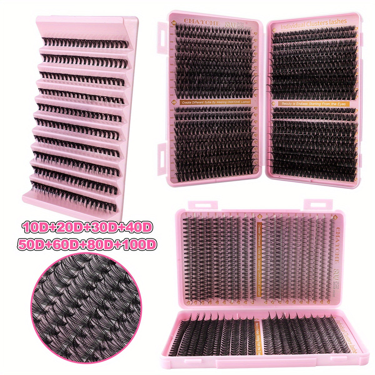Kit d’Extensions de Cils en Paquets 200/800 – Cils Épais et Légers, D Curl Style Russe 0,05 mm, Volume Naturel et Recourbés, Adhésif Longue Durée, Réutilisables, Parfaits pour Maquillage Quotidien et Soirées